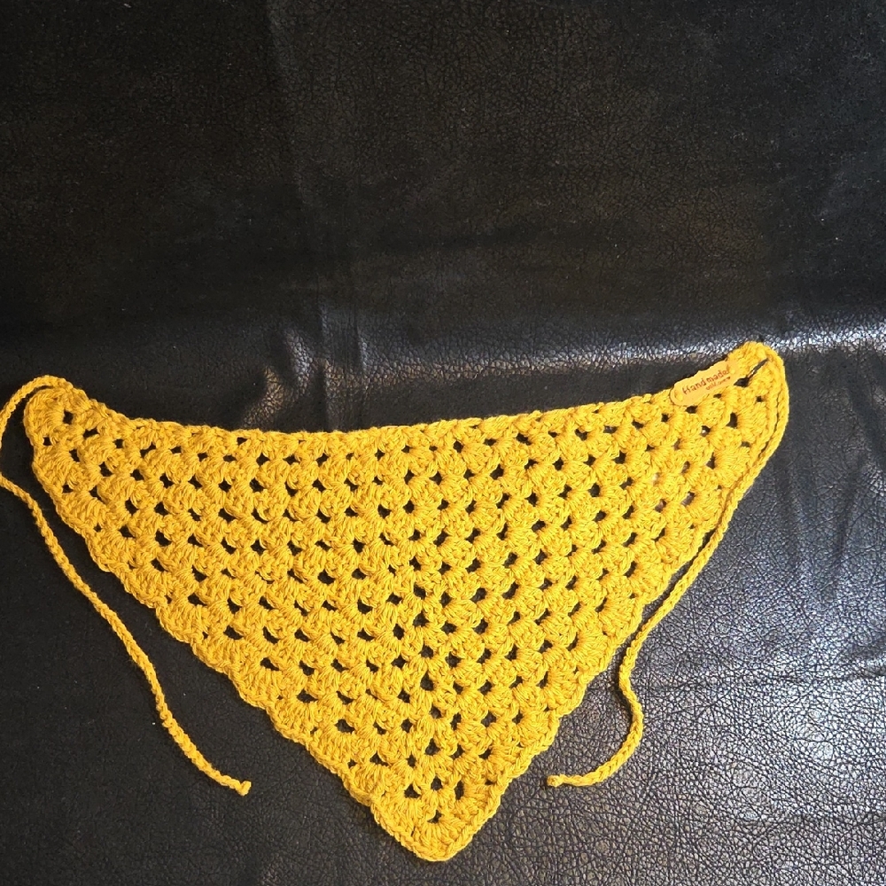Handmade Crochet Yellow Bandana Scarf